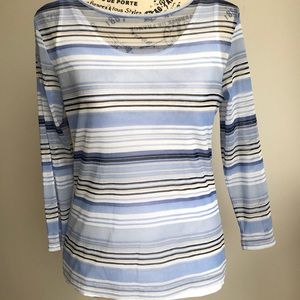 New York & Co striped mesh 3/4 sleeve top Small